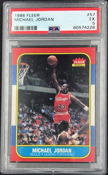 1986 Fleer Michael Jordan #57 Rookie Card - PSA Graded EX 5