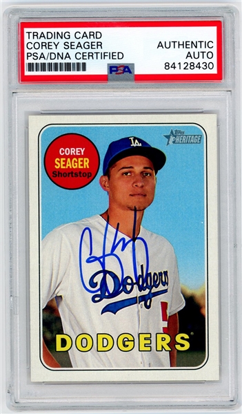 Corey Seager Signed 2018 Topps Heritage #45 (PSA/DNA Encapsulated)
