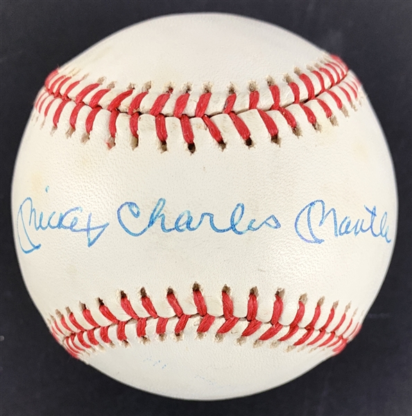 Mickey Mantle Near-Mint Signed Full Name "Mickey Charles Mantle" OAL Baseball (Beckett/BAS, PSA/DNA & SGC LOAs)