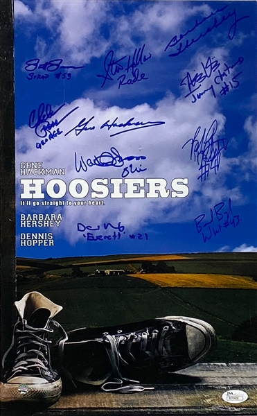 “Hoosiers” Cast Signed (10 Sigs) Mini Poster Photo (JSA Authentication) (Steiner COA) (Beckett/BAS Guaranteed) 