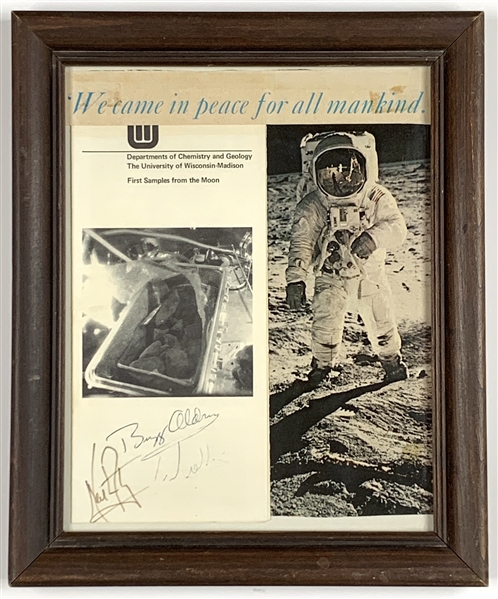 Apollo 11 Signed 7.5” x 9.5” Display Piece (3 Sigs) (Beckett/BAS Guaranteed)