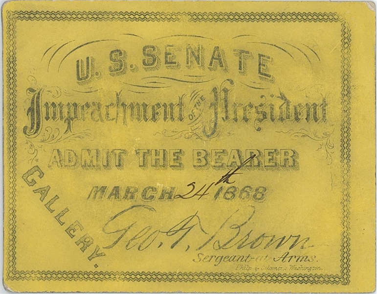 Andrew Johnson US Senate Impeachment Trial Ticket