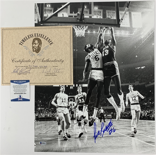 Bill Russell Signed 16" x 20" Photo & Signed LOA Lot (Beckett/BAS COA)