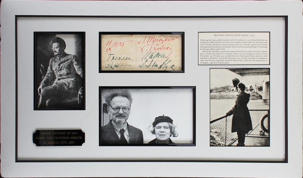 Leon Trotsky Signed Document Segment in Custom Matted Display