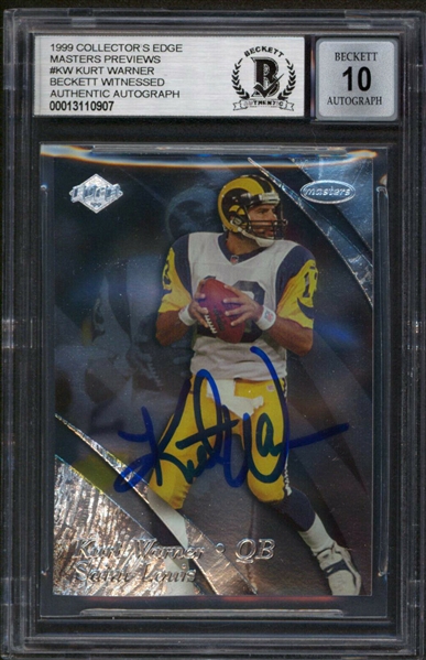 Kurt Warner Signed 1999 Collectors Edge Rookie Card with GEM MINT 10 Autograph (Beckett/BAS Encapsulated)