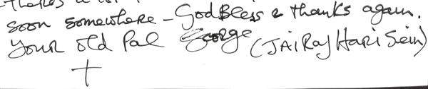 The Beatles: George Harrison Handwritten & Signed Letter with Amazing Content & Never-Seen-Before Hare Krishna Signature! (Beckett/BAS LOA)