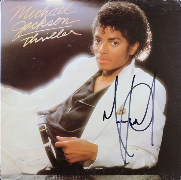 Michael Jackson Superb Signed Thriller Record Album in Custom Framed Display (PSA/DNA & Epperson/REAL LOAs)