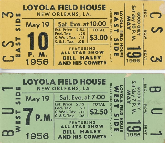 Bill Haley and His Comets Pair of Original May 19, 1956 Unused Tickets 