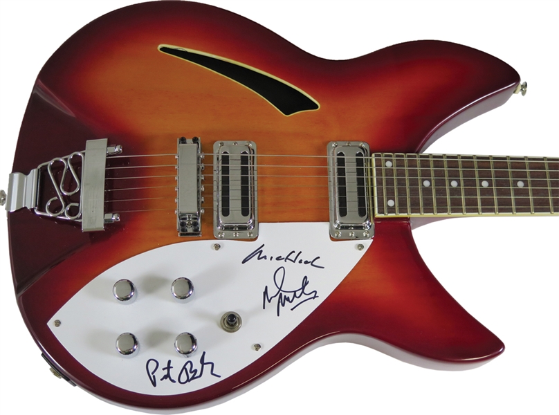 R.E.M. Group Signed Semi-Hollowbody Electric Guitar (3 Sigs) (JSA LOA)