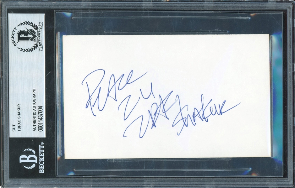 Tupac Shakur Signed 3" x 5" Index Card with RARE Full Name "2Pac Shakur" Autograph (Beckett/BAS Encapsulated)