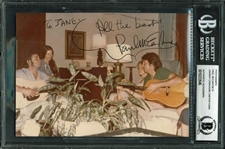 Paul McCartney, Johnny Cash & June Carter Cash RARE Signed Candid 5" x 7" Color Photo (Beckett/BAS Encapsulated)