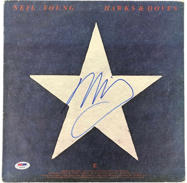 Neil Young Signed "Hawks & Doves" Record Album (PSA/DNA)