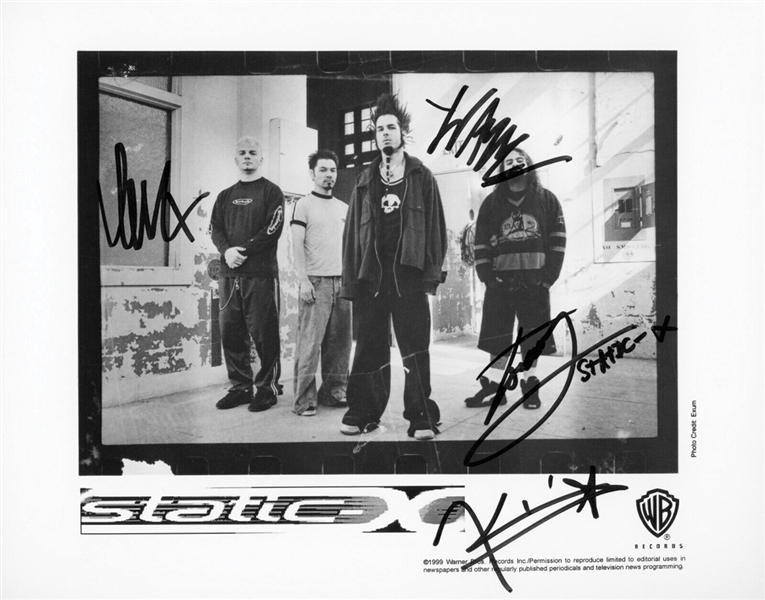Static-X Band Signed 8" x 10" Warner Brothers Records Publicity Photo (PSA/DNA)