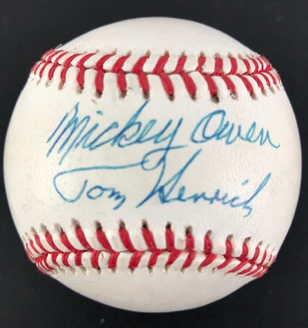 Mickey Owen and Tom Henrich Signed Baseball (PSA/DNA)