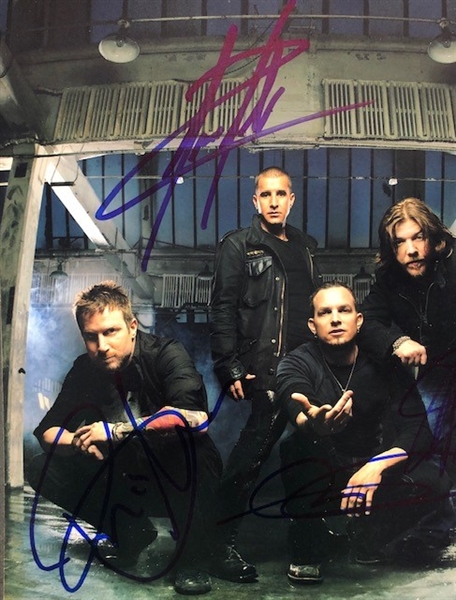 CREED: 8" x 10" Group photo signed by all 4 members: Scott Stapp, Mark Tremonti, Brian Marshall, and Scott Phillips (Beckett/BAS Guaranteed)