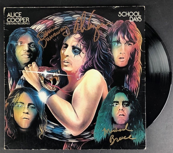 "School Days" Album, signed by Alice Cooper, Dennis Dunaway, and Michael Bruce (Beckett/BVAS Guaranteed)