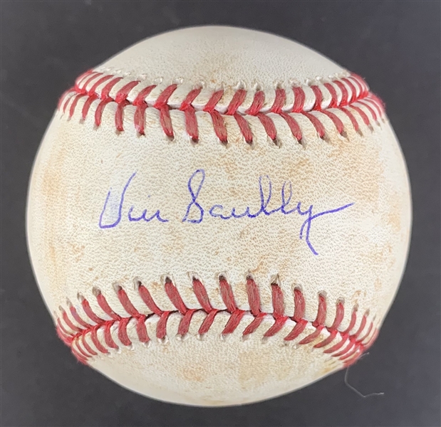 Vin Scully Game Used & Signed OML Baseball :: Used 9-14-2016 LAD vs. NYY (PSA/DNA COA & MLB Holo)
