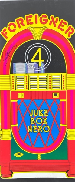 FOREIGNER: Lou Gramm Signed "Juke Box Hero"  Poster (Beckett/BAS Guaranteed) 