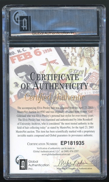 Elvis Presley Ltd. Ed. Hair Relic Encapsulated Card