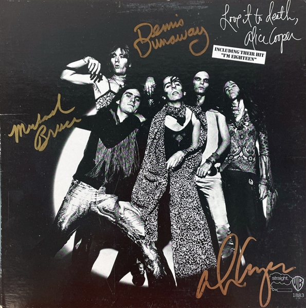"Love it To Death" Album Cover, Signed by Cooper, Dunaway, and Bruce (Beckett/BAS Guaranteed) 