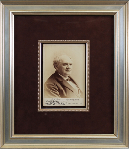 P.T. Barnum Signed 4.25 x 6.5 Cabinet Photo in Custom Framed Display (Beckett/BAS LOA)