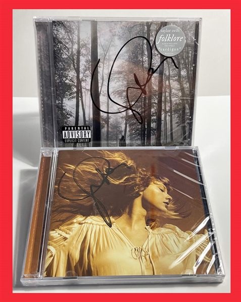 Taylor Swift (2) AUTOGRAPHED CDs - "Folklore" & "Fearless"! (Beckett/BAS Guaranteed)