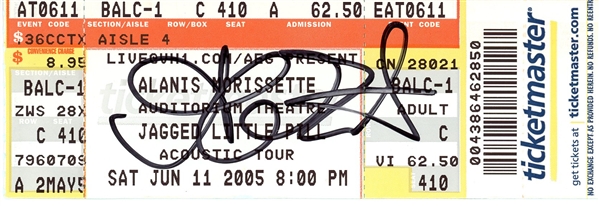 Alanis Morrissette Signed Concert Ticket From 2005 (PSA/DNA) 