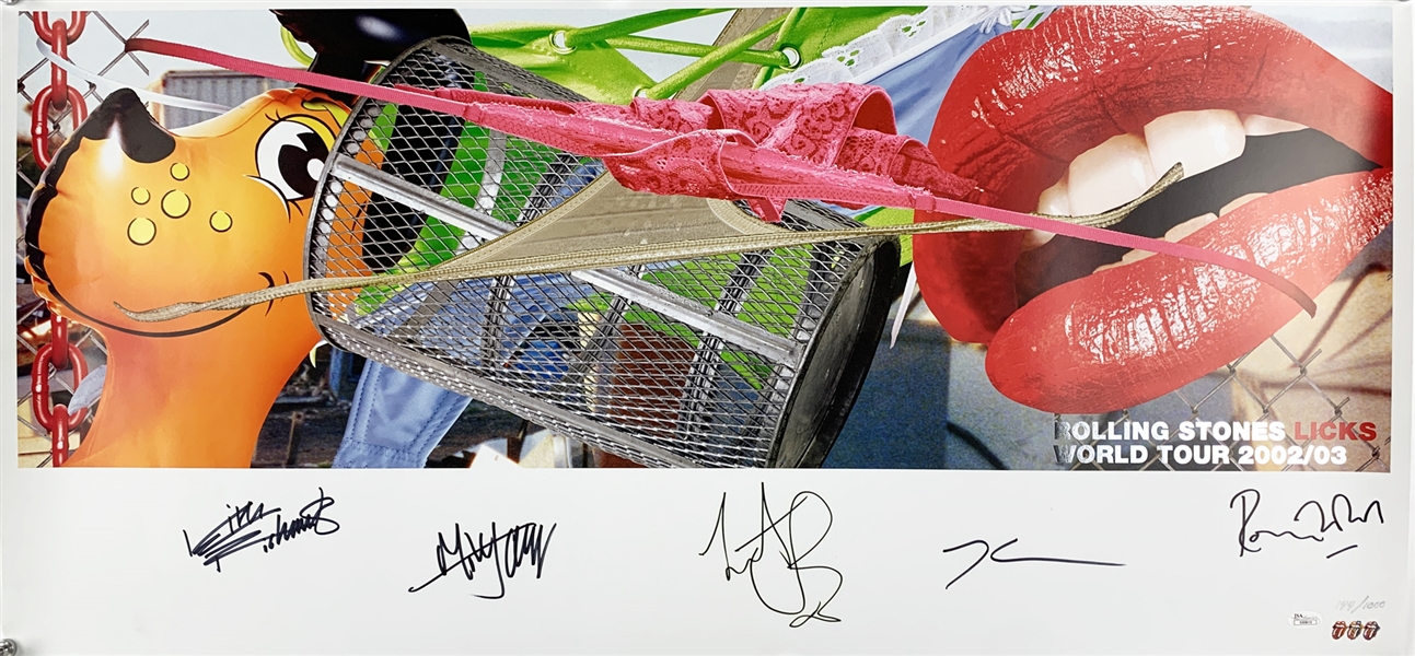 The Rolling Stones Band Signed "Licks" Limited Edition 18" x 39" Color Jeff Koons Lithograph (JSA)