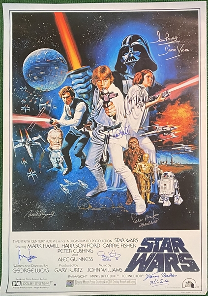 Star Wars: A New Hope - Cast Signed 27" x 40" Poster ; Fisher, Ford, Hamill, Mayhew, Prowse, & More (BAS LOA)