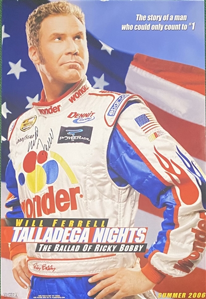 Will Ferrell Signed 27" x 40" Talladega Nights Original Poster (BAS Guaranteed)