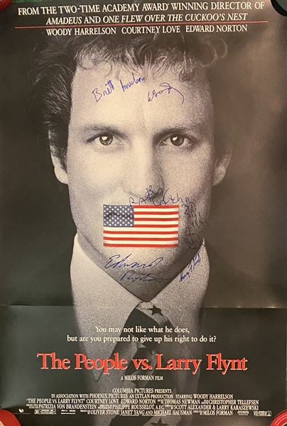 Larry Flynt & Cast Signed "The People vs. Larry Flynt" Movie Poster (BAS Guaranteed)