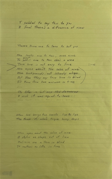 Chuck Berry Handwritten Unpublished Lyrics for an Untitled Composition (c.1970s)(Beckett/BAS LOA)