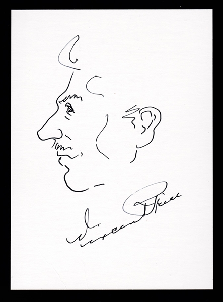 Vincent Price Hand Drawn 5"x7" Self Portrait Sketch + SIGNED (Beckett/BAS Guaranteed)