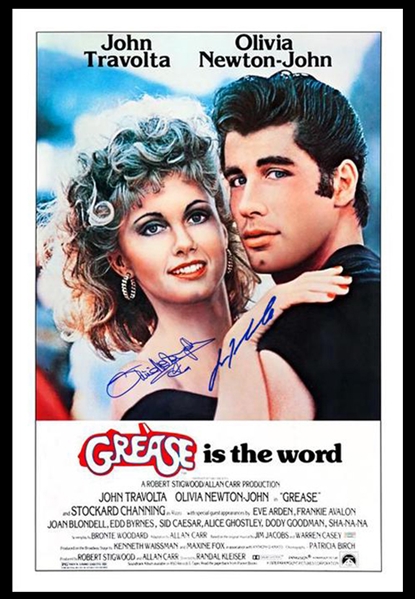 Olivia Newton-John & John Travolta Signed "Grease" 27x40 Movie Poster! (Beckett/BAS Guaranteed)