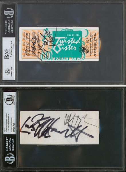 Metallica Group Signed Ticket Stub from 1984 with Cliff Burton (Beckett/BAS Encapsulated)