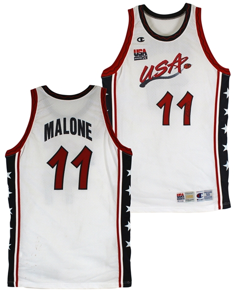 Karl Malone Signed Team-Issued Team USA Dream Team II Jersey - Gifted to Shaquille O Neal (Shaq LOA & Beckett/BAS)