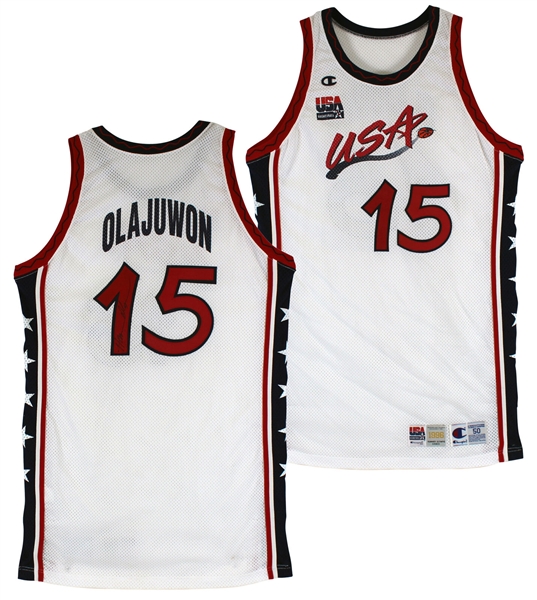 Hakeem Olajuwon Signed Team-Issued Team USA Dream Team II Jersey - Gifted to Shaquille O Neal (Shaq LOA & Beckett/BAS)
