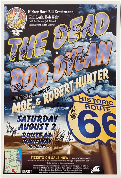 Bob Dylan & The Dead ULTRA RARE Multi-Signed 17" x 25" 2003 Concert Poster :: The Show That Almost Didnt Happen! (Epperson/REAL LOA)