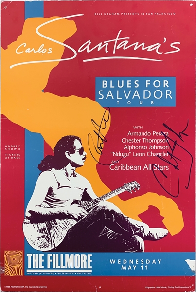 Carlos Santana & Chester Thompson Dual Signed 13" x 19.5" 1988 Concert Poster :: May 11 @ The Fillmore, San Francisco (Beckett/BAS Guaranteed)