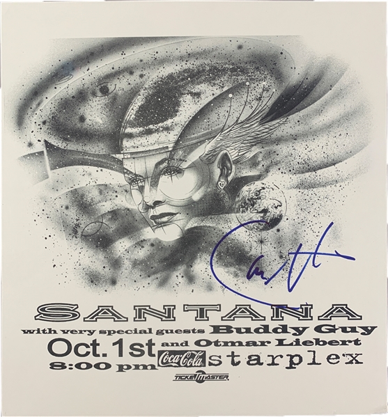 Carlos Santana Signed 12" x 11" Concert Poster :: Oct 1, 1996 @ Starplex Ampitheater, Dallas TX (Beckett/BAS Guaranteed)