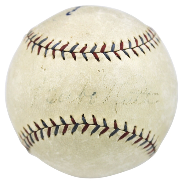 Babe Ruth Signed 1927 OAL (Johnson) Baseball (JSA)