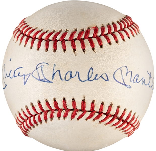Mickey Mantle Near-Mint Signed Full Name "Mickey Charles Mantle" OAL Baseball (PSA/DNA)