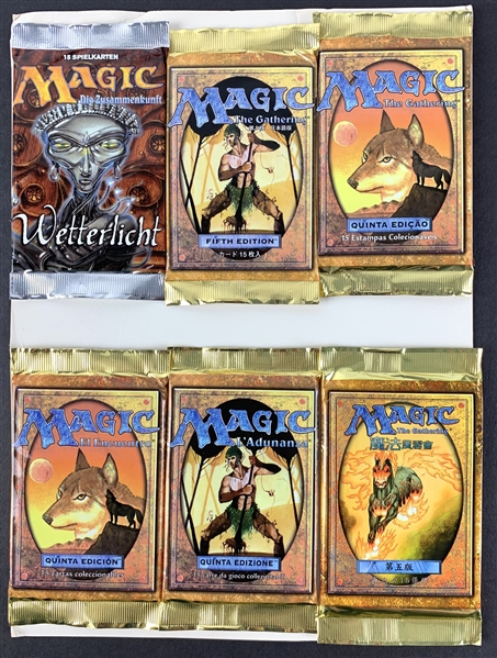Magic The Gathering: Lot of Six (6) Unopened International Booster Packs for Weatherlight & Fifth Edition Series