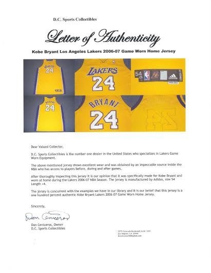 2006-07 Kobe Bryant Game Worn L.A. Lakers Jersey (DC Sports)