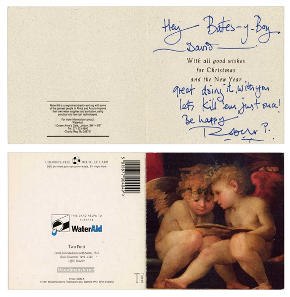 Led Zeppelin: Robert Plant 1991 Handwritten Postcard (UK) (Tracks COA) 