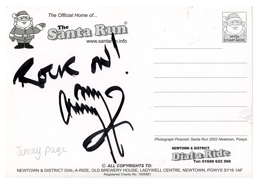 Led Zeppelin: Jimmy Page 2004 Autographed Postcard (UK) (Tracks COA) 