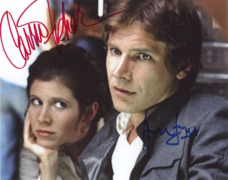 Star Wars: Harrison Ford & Carrie Fisher Dual-Signed 10” x 8” Photo From "The Empire Strikes Back” (Beckett/BAS Guaranteed) 
