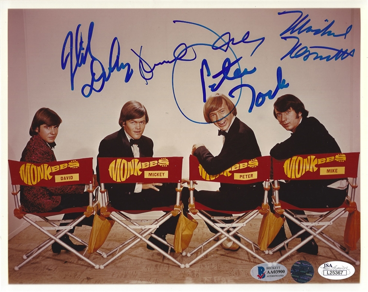 The Monkees Group Signed 8" x 10" Color Photo Signed by All 4 Members (Beckett/BAS LOA, JSA Sticker & Nesmith Holo)