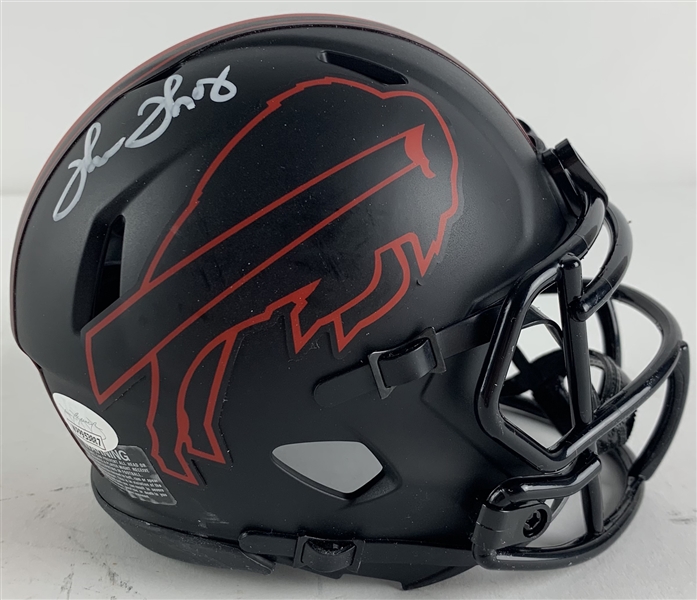Thurman Thomas Signed Buffalo Bills Alternate Speed Black Mini-Helmet (JSA COA)