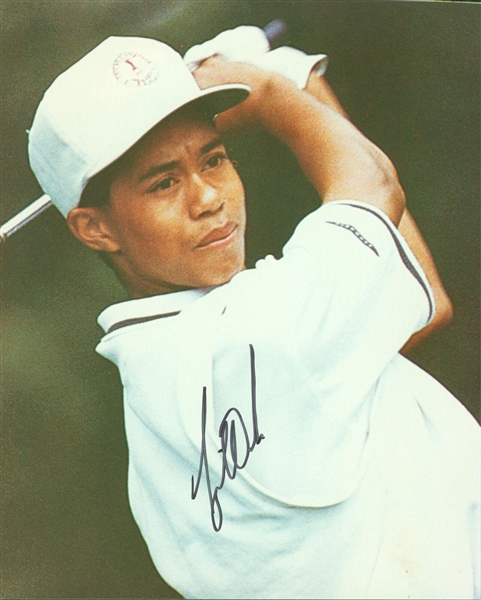 Tiger Woods Signed 8" x 10" Golfing Photograph with Early 1990s Autograph (PSA/DNA LOA)